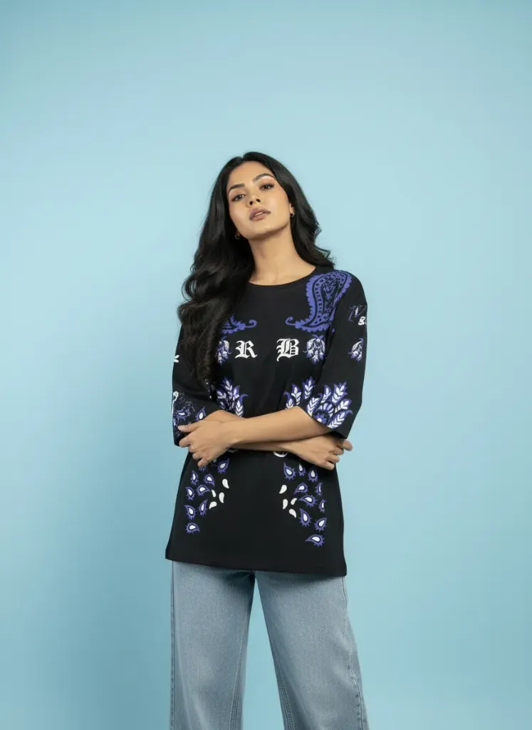 Black Royal Flower Tee